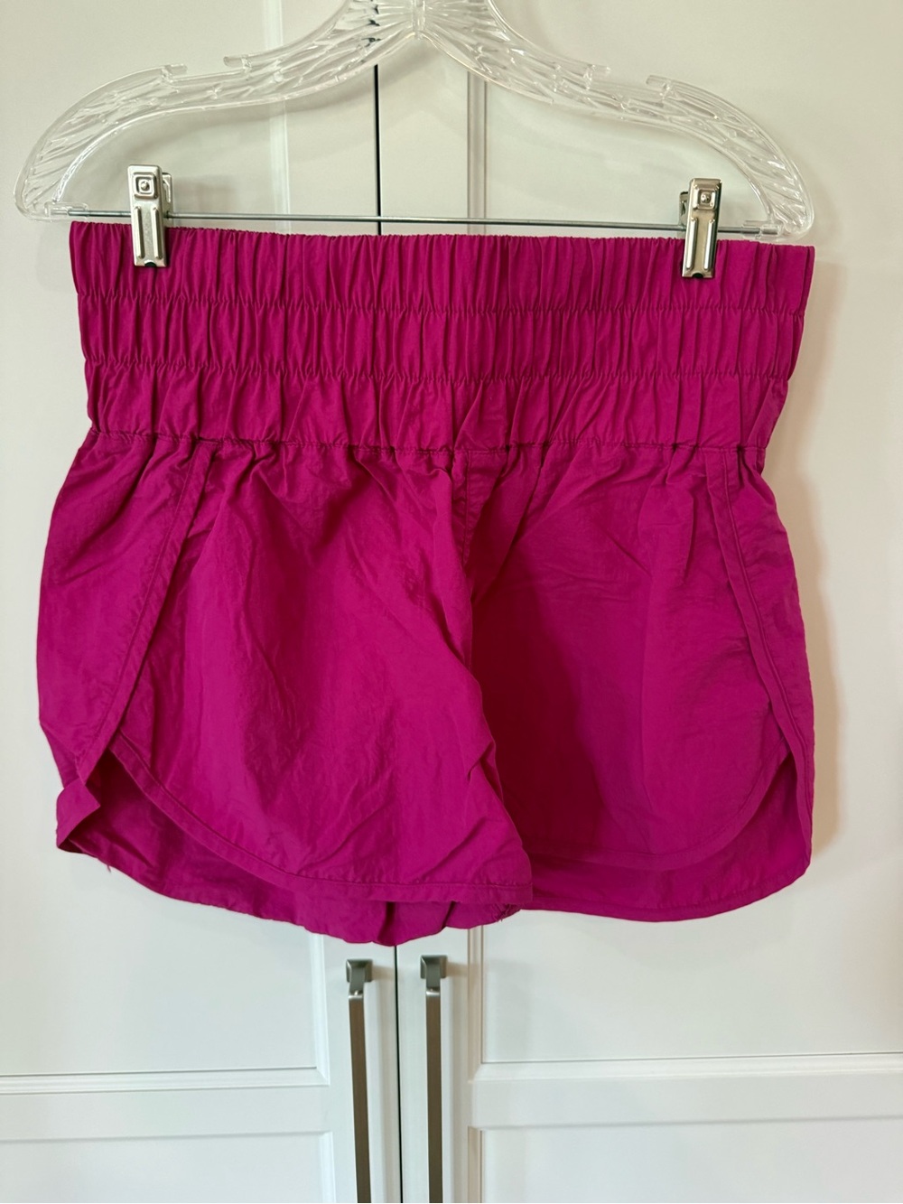 Zenana Outfitters Smocked Waist Athletic Shorts in Fuchsia